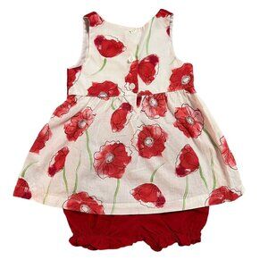 Penelope Mack 12m Red Floral Dress & Bloomers Set